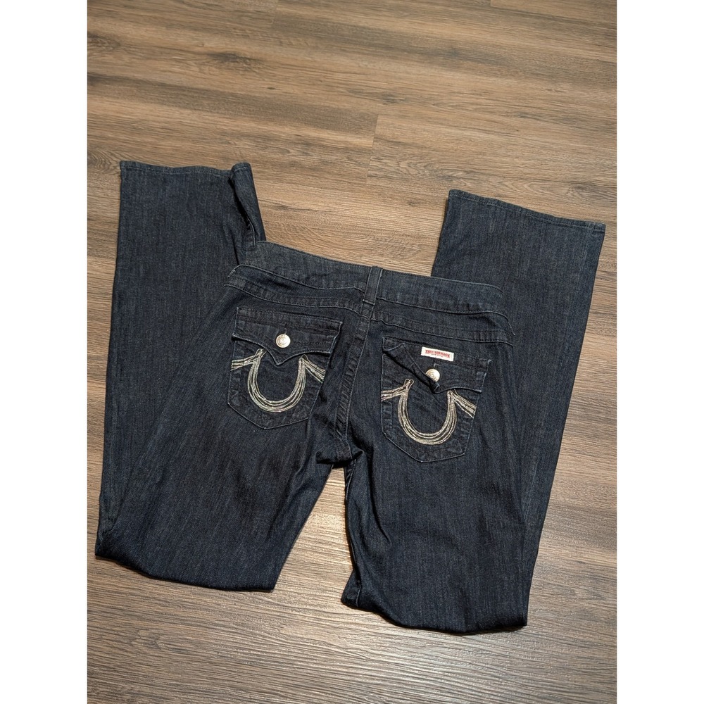 True Religion Joey Super T Flare Jeans Dark Wash Flap Pocket WAKN22J14 Size 31